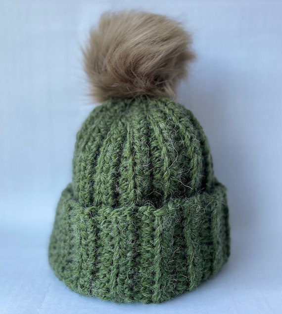 Ribbed beanie with faux-fur pom-pom C.C Trendy Fuzzy Fleece Lined Warm Comfortable Soft Stretch  main image 2