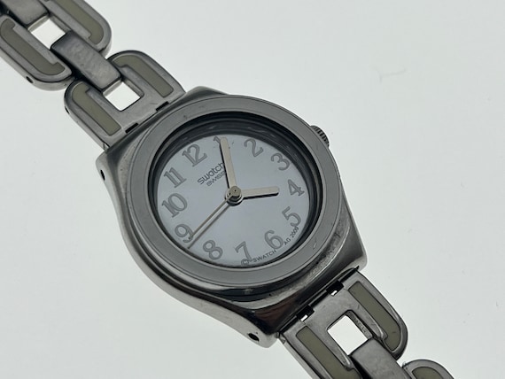Swatch watch stainless steel womens deals