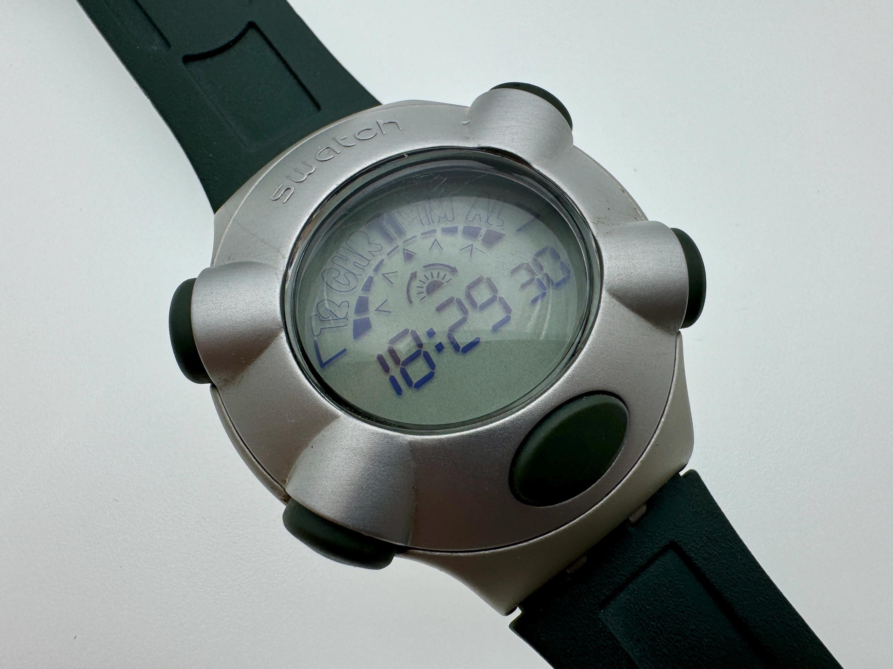 稼働　Swatch beat aluminium デジタル腕時計 Vintage Swatch .beat Aluminum Digital Watch, 1990s, Green - Etsy