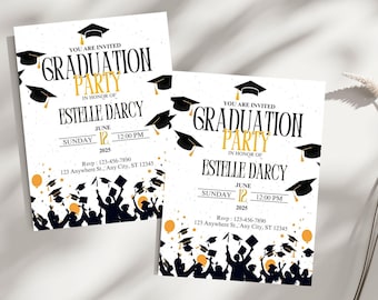 Graduation Party Invitation, Class of 2026, 2025 Invite Announcement, Self-Editable Digital Download, Printable Grad Card