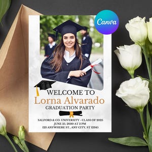 Modelo de convite de formatura editável: turma de 2025 (modelo Canva)