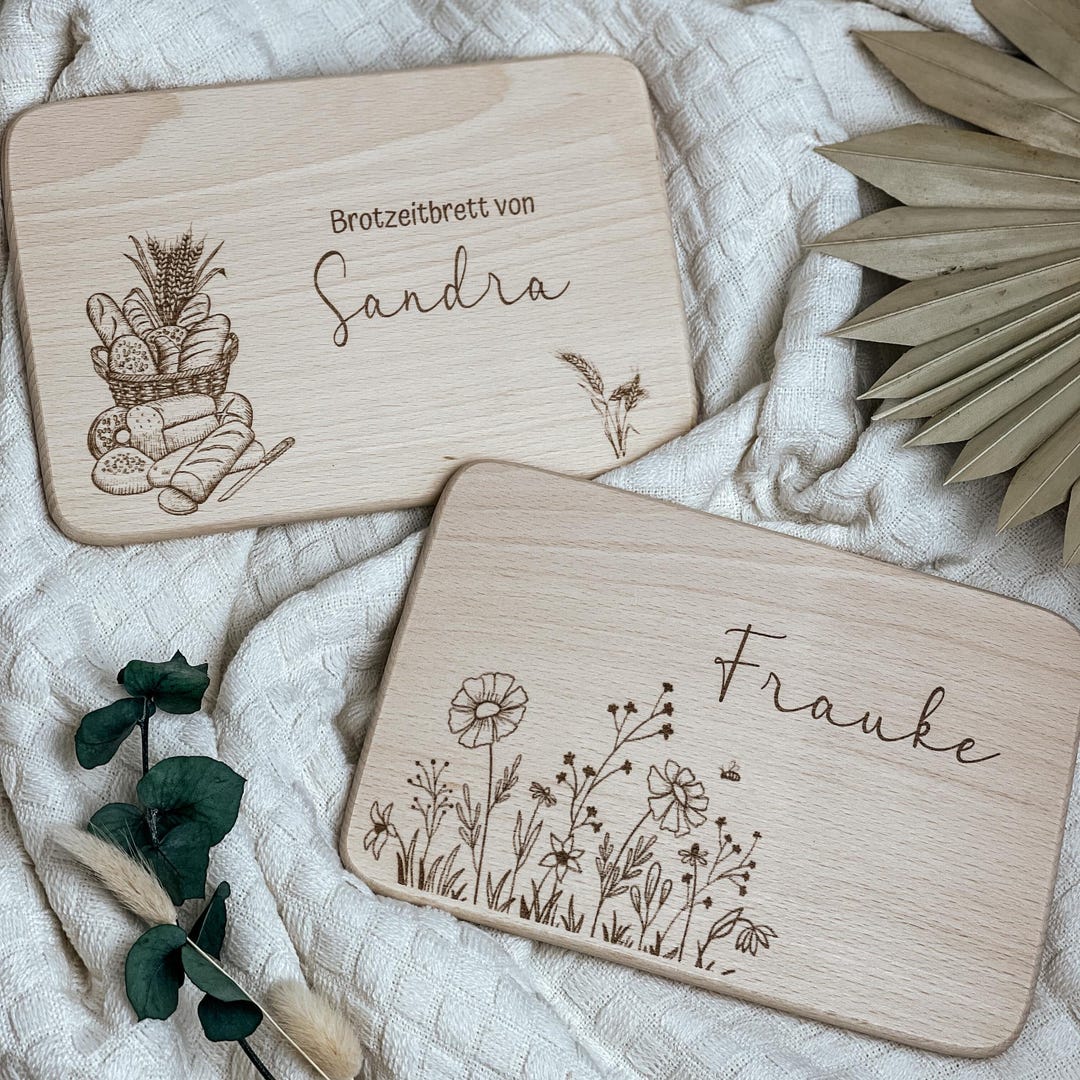 Frühstücksbrettchen Aus Ahornholz Mit Gravur – Individuelles Vesperbrett Als Geschenk Mit Stadtmotiv