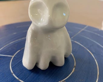 Handcrafted Porcelain Owl Sculpture: Divine Feminine Decor