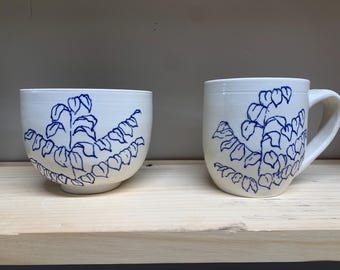 Porcelain Pawpaw Tree Mug and Bowl Set