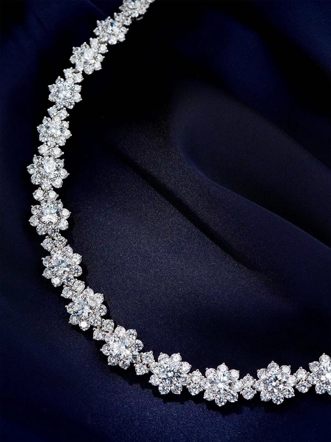 Brilliant Cut Sunflower Diamond Necklace and Earring Set. Etsy