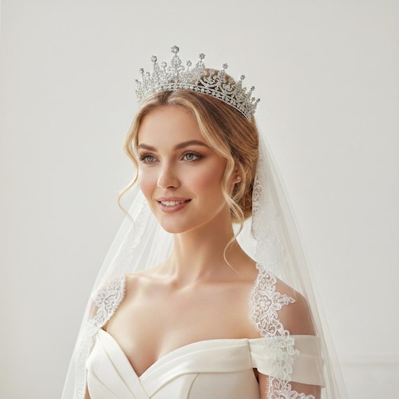 Queentiara 24white Gold Plated Zircon Queen Tiara: Baroque  display picture 1