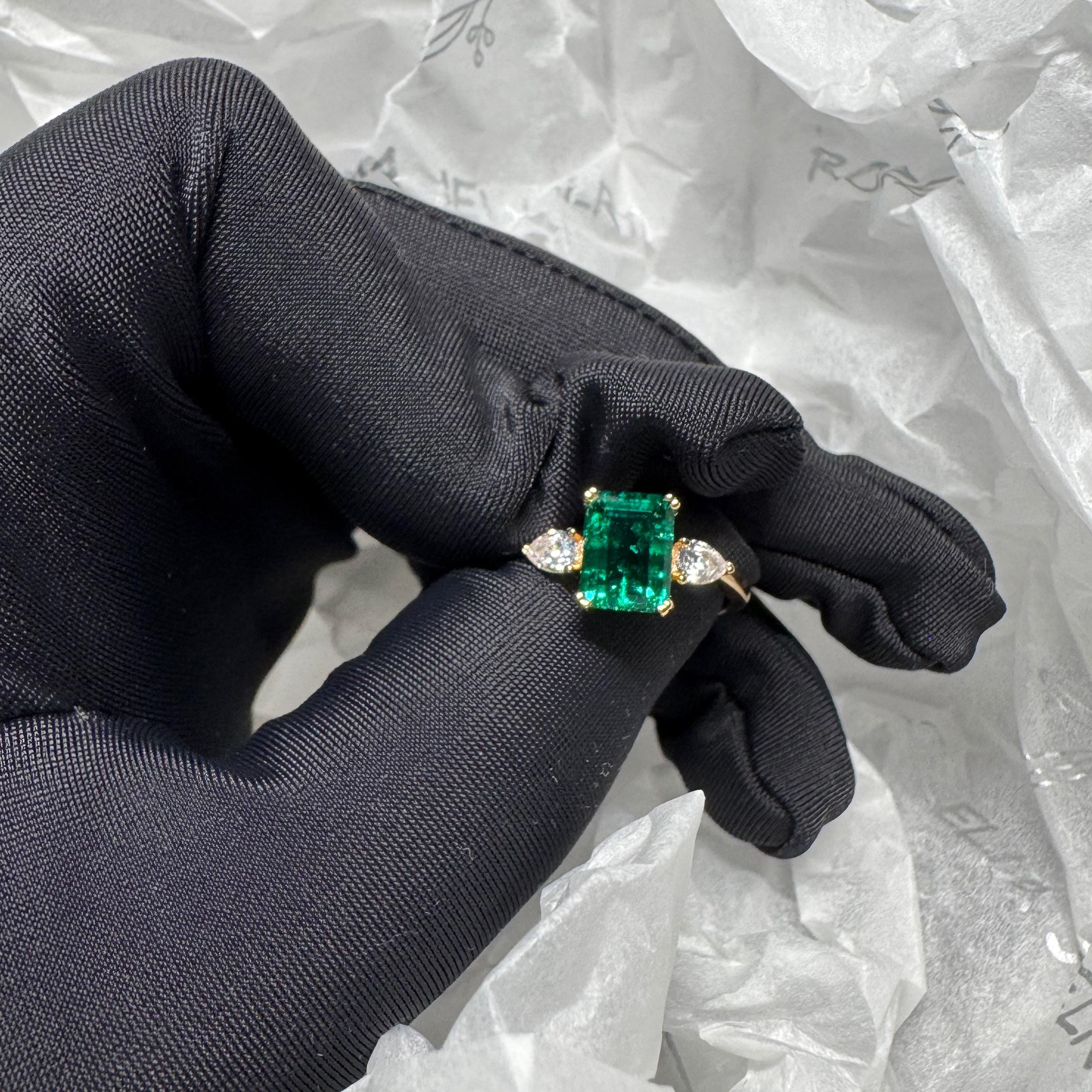 Yellow Gold Emerald May Birthstone Engagement Rings - 9K Wisdom Wedding Rings For Ladies Wear