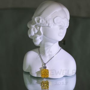 High quality 5CT yellow diamond necklace, special 2EX cut diamond, s925 silver plated 18k white gold chain.Best gift for Christmas