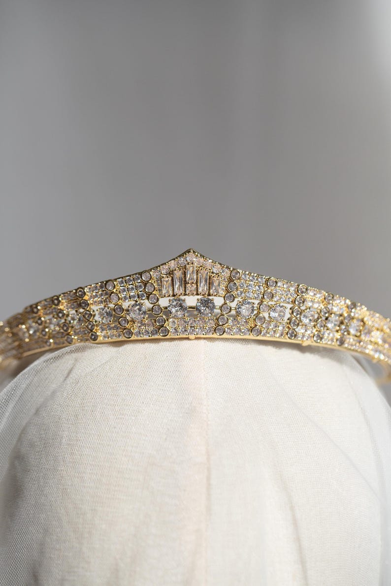 Diadème bandeau de mariée Art déco en zircon cubique argenté