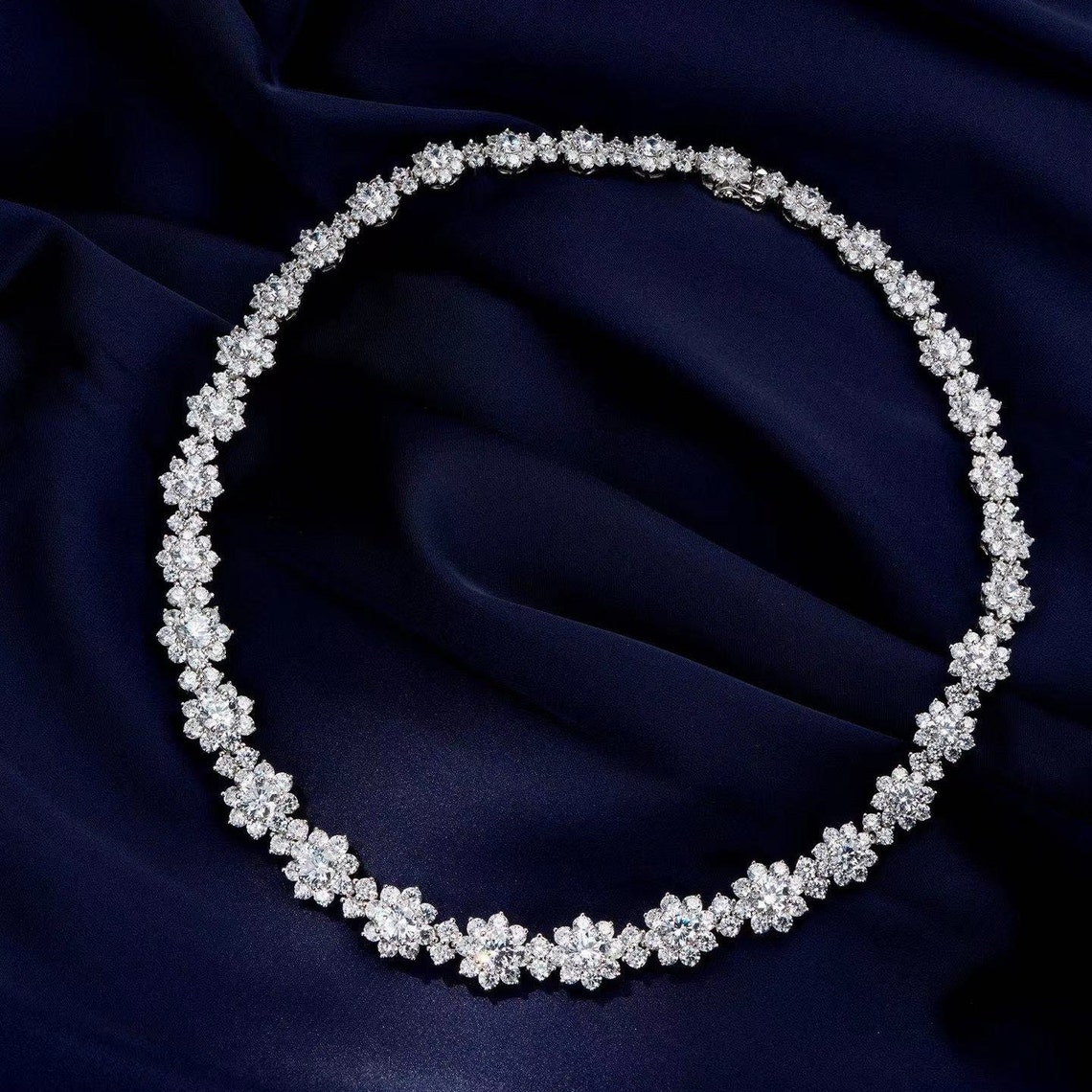 Brilliant Cut Sunflower Diamond Necklace and Earring Set. Etsy