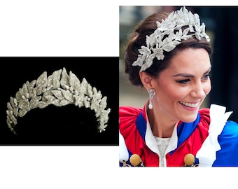 Top quality handmade laurel tiara, leaf Embroidery headpiece, Kate middleton's coronation headpiece, royal wedding crown, best gift.