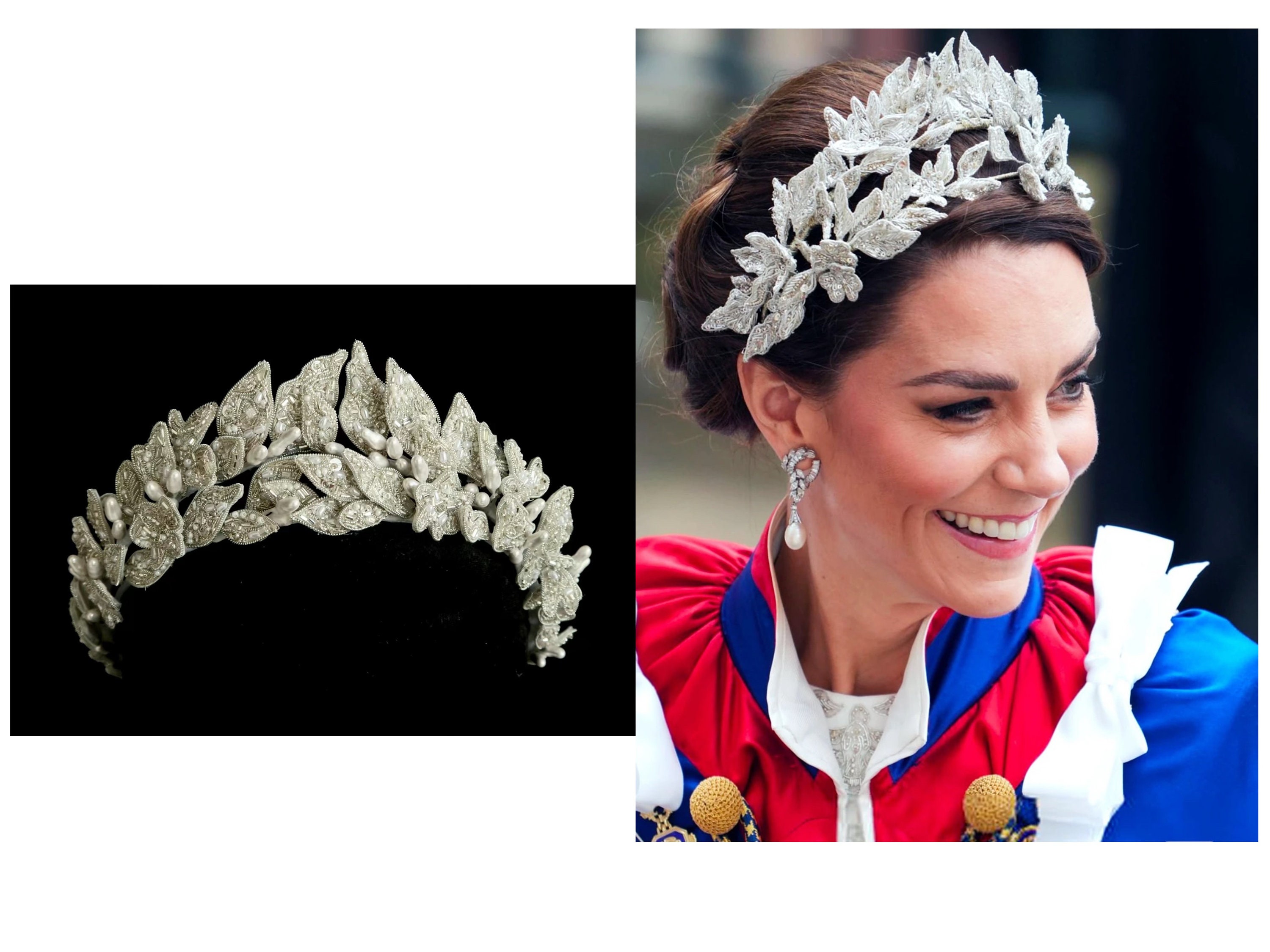 Handmade Laurel Leaf Tiara: Swarovski Pearls, Royal Wedding