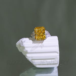 Radiant Cut Zircon Engagement Ring: 18k White Gold Plated 925 Silver Band