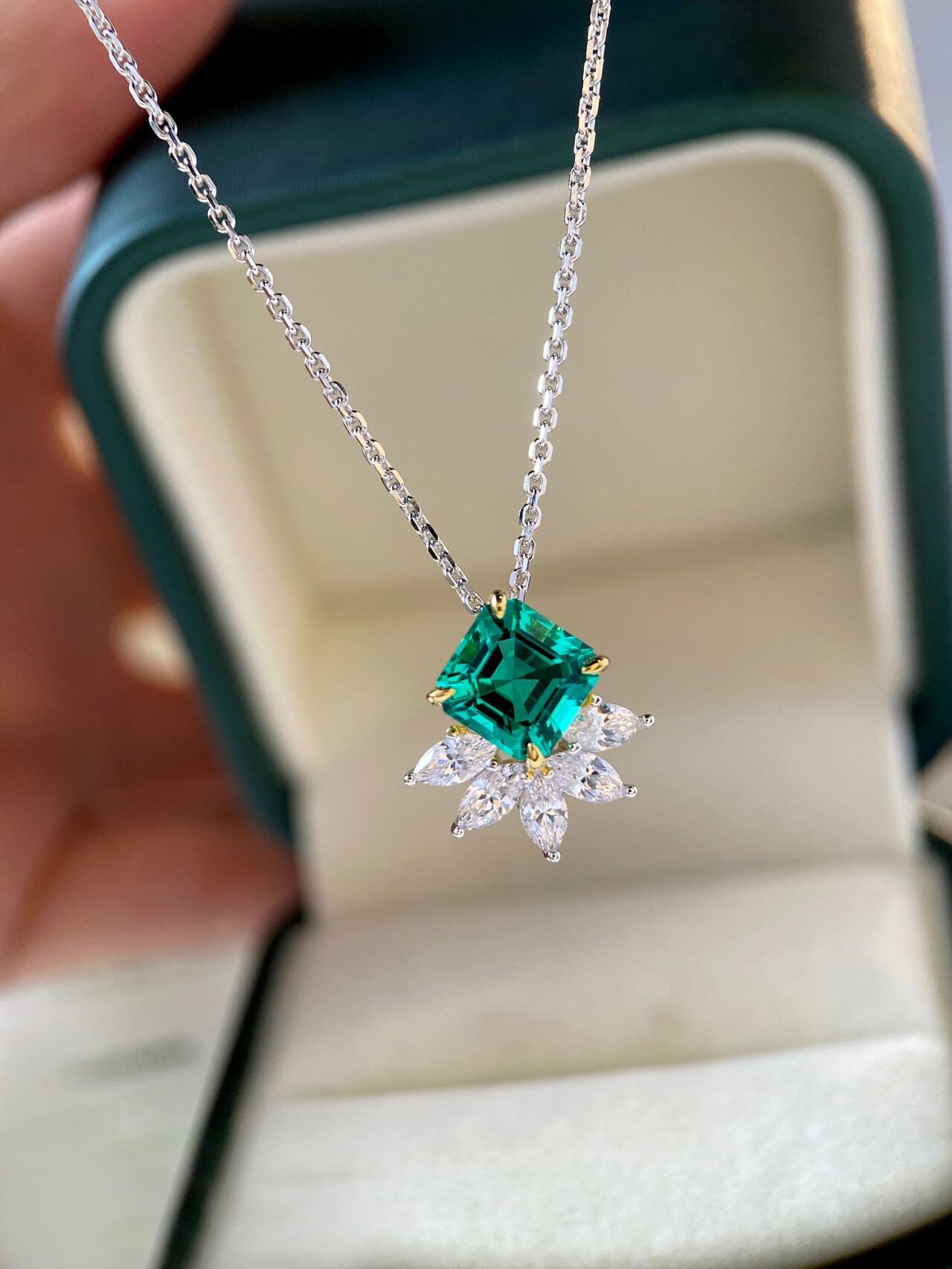 TOP Quality Colombia Emerald Necklace 2.25CT VVG Color S925 - Etsy