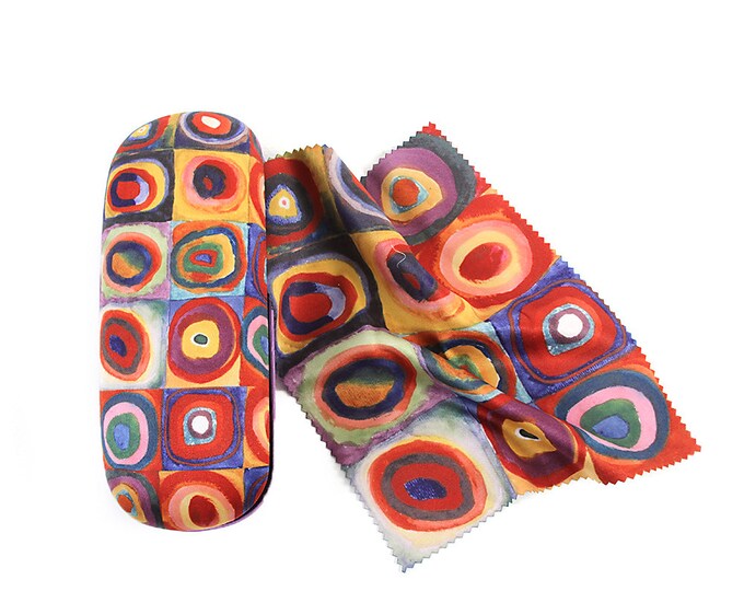 Glasses case Wassily Kandinsky "Color Study Squares" covered with velor including cleaning cloth