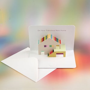 3D pop up folding card New Home Congratulations with lettering On Your Fabulous New Home Modern congratulations card for moving in or building a house PP21