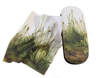 Glasses case Albrecht Dürer "The Great Piece of Lawn" covered with velor including cleaning cloth