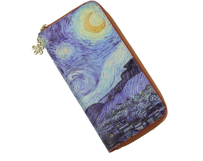 Unusual wallet with 3D embossed artist motifs from Van Gogh wallet which stands out on the front and back