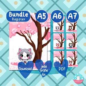 Register - Geishas - Trennblätter - Planer - Binder - Ringbuch - PDF A4 Download - A5 A6 A7 - Kawaii