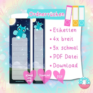 Ordnerrücken - Etiketten - Glühwürmchen  - PDF A4 Download - für breite & schmale Ordner