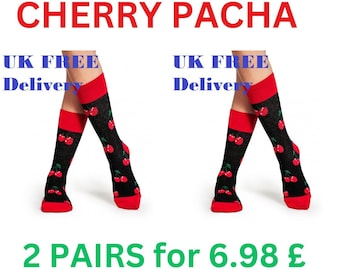 2 Pairs Crazysox women's promo pack,Cherry,Pacha,cotton socks,One Size-UK 4-8,EU,US 35-39