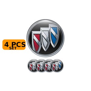 Buick Wheel Center Cap Stickers – 4 PCS 3D Domed Epoxy Emblem (30-49mm)