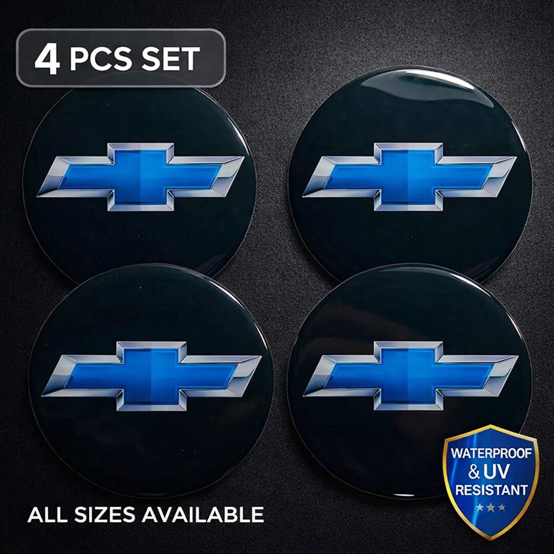 Chevrolet Wheel Center Cap Stickers-4pcs Domed Epoxy Logo-waterproof UV ...