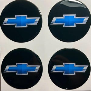 Chevrolet Epoxy Emblem Set of 4 x All sizes Domed Silicone Stickers 3D Print Logo for Wheel Center Cap, Laptop, Car interior, Door, Mirror