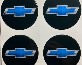 Chevrolet Epoxy Emblem Set of 4 x All sizes Domed Silicone Stickers 3D Print Logo for Wheel Center Cap, Laptop, Car interior, Door, Mirror