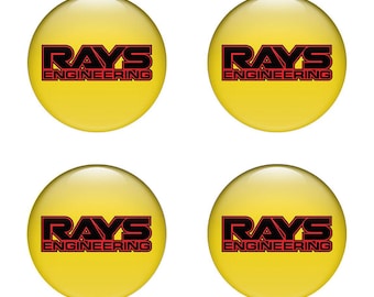 Rays Racing Epoxy Domed Stickers, Wheel Center Cap Decals (Set of 4)