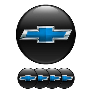 Chevrolet Epoxy Emblem Set of 4 x All sizes Domed Silicone Stickers 3D Print Logo for Wheel Center Cap, Laptop, Car interior, Door, Mirror
