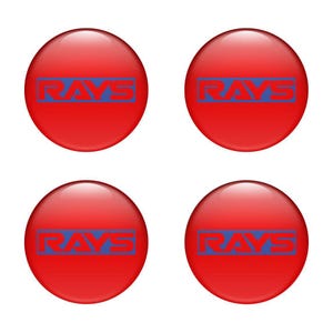 Rays Racing Epoxy Emblem Set of 4 x All sizes Domed Silicone Stickers 3D Print Logo for Wheel Center Cap, Laptop, Car interior, Door, Mirror 3