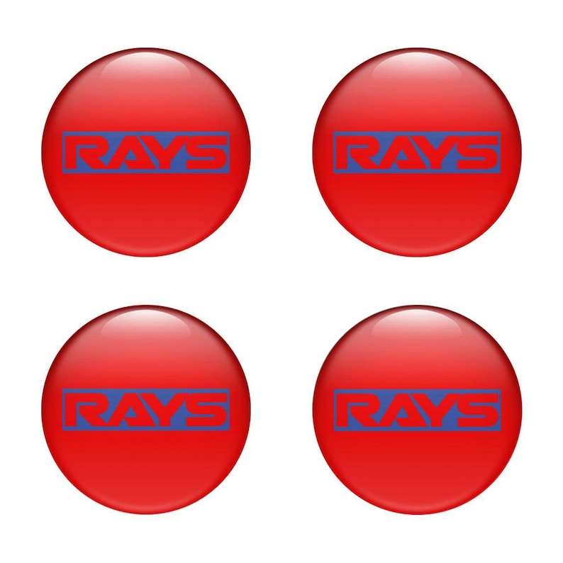 Rays Racing Epoxy Emblem Set of 4 x All sizes Domed Silicone Stickers 3D Print Logo for Wheel Center Cap, Laptop, Car interior, Door, Mirror 3
