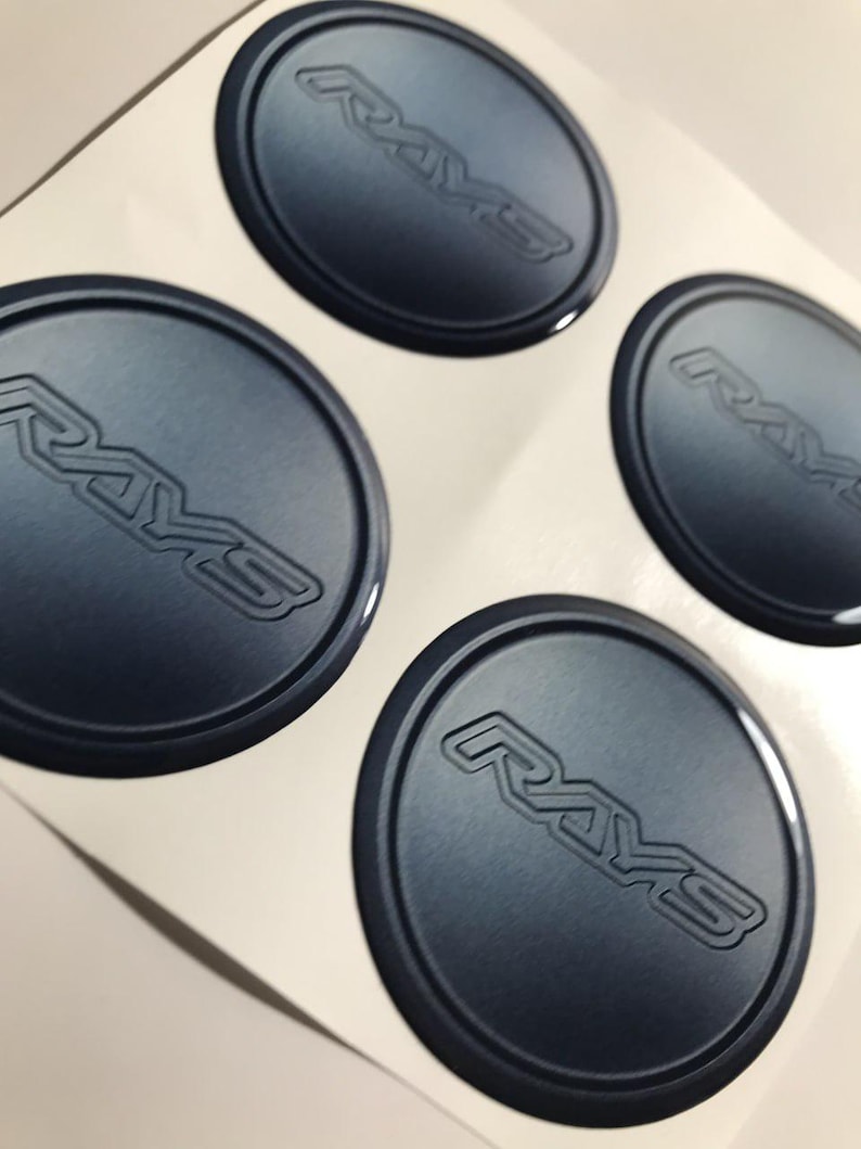 Rays Racing Epoxy Emblem Set of 4 x All sizes Domed Silicone Stickers 3D Print Logo for Wheel Center Cap, Laptop, Car interior, Door, Mirror 画像 6