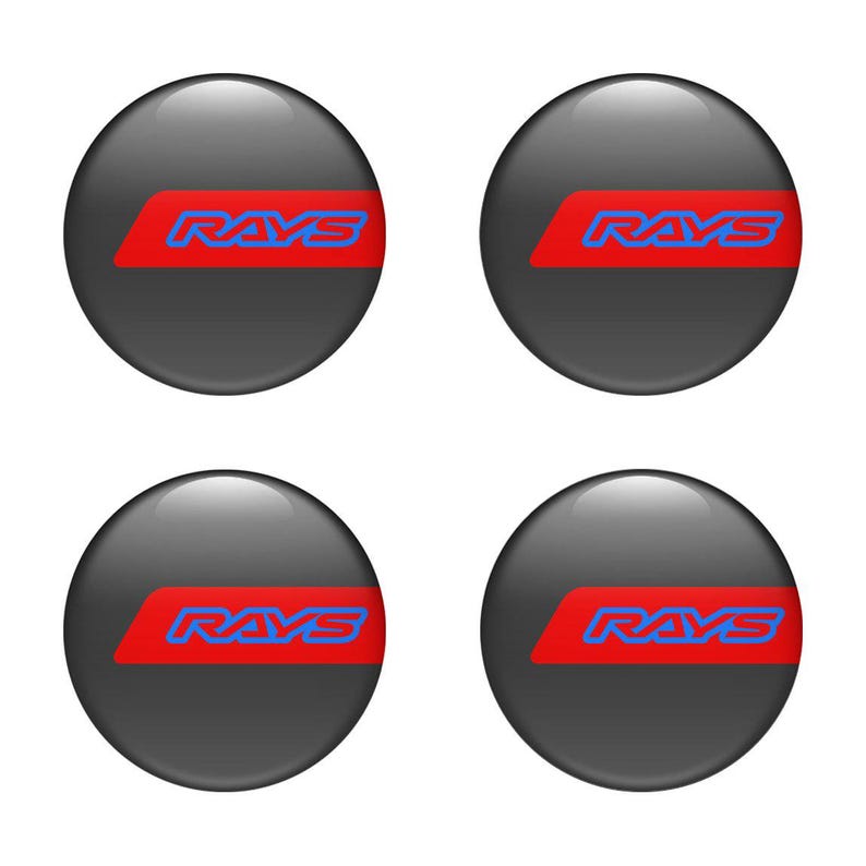 Rays Racing Epoxy Emblem Set of 4 x All sizes Domed Silicone Stickers 3D Print Logo for Wheel Center Cap, Laptop, Car interior, Door, Mirror 画像 9