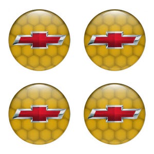 Chevrolet Epoxy Emblem Set of 4 x All sizes Domed Silicone Stickers 3D Print Logo for Wheel Center Cap, Laptop, Car interior, Door, Mirror