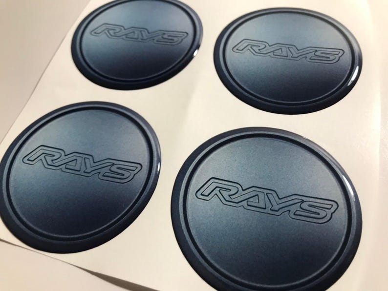 Rays Racing Epoxy Emblem Set of 4 x All sizes Domed Silicone Stickers 3D Print Logo for Wheel Center Cap, Laptop, Car interior, Door, Mirror 画像 7