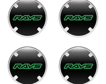 Rays Racing Wheel Center Cap Stickers, Domed Epoxy Emblem Set