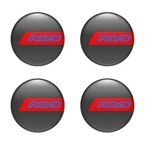 Rays Racing Epoxy Emblem Set of 4 x All sizes Domed Silicone Stickers 3D Print Logo for Wheel Center Cap, Laptop, Car interior, Door, Mirror 2