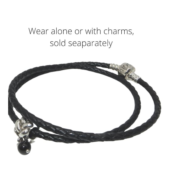 Aroncent 2-Pack Black Braided Leather Bracelets With Magnetic Clasp - 8.5 Inch Men's Rope Wrap