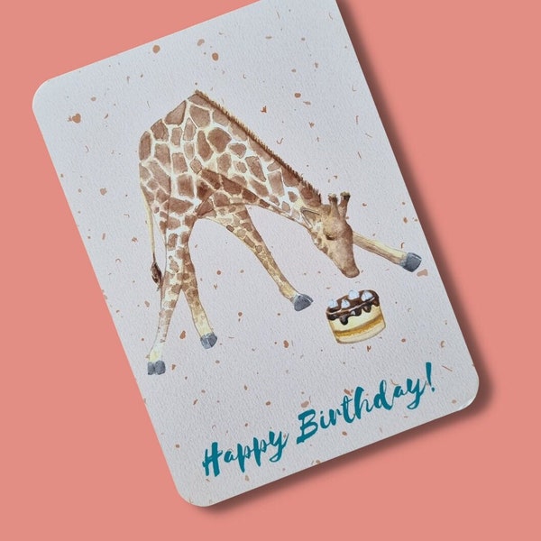 giraffe kaart , kaart verjaardag giraf , happy birthday giraffe , verjaardagskaart  giraffe