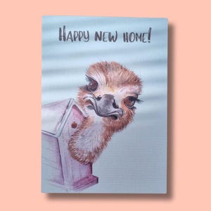 Verhuiskaartje / Felice nuova casa / grappige samenwonen kaart / verhuisd kaart / samenwonen kaart / struisvogel / grappige verhuis kaart /