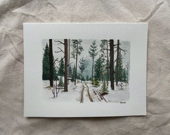 Forest I Original gouache painting I Nature painting I Wall decor