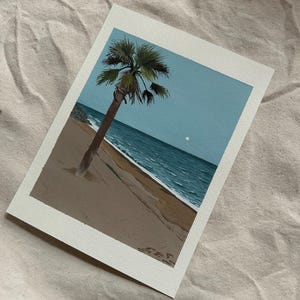 Palma al mare I Dipinto originale I Dipinto naturalistico I Decorazione murale