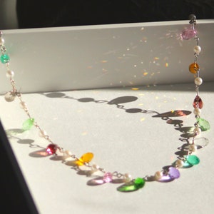 Teardrop Crystal and Pearl Necklace