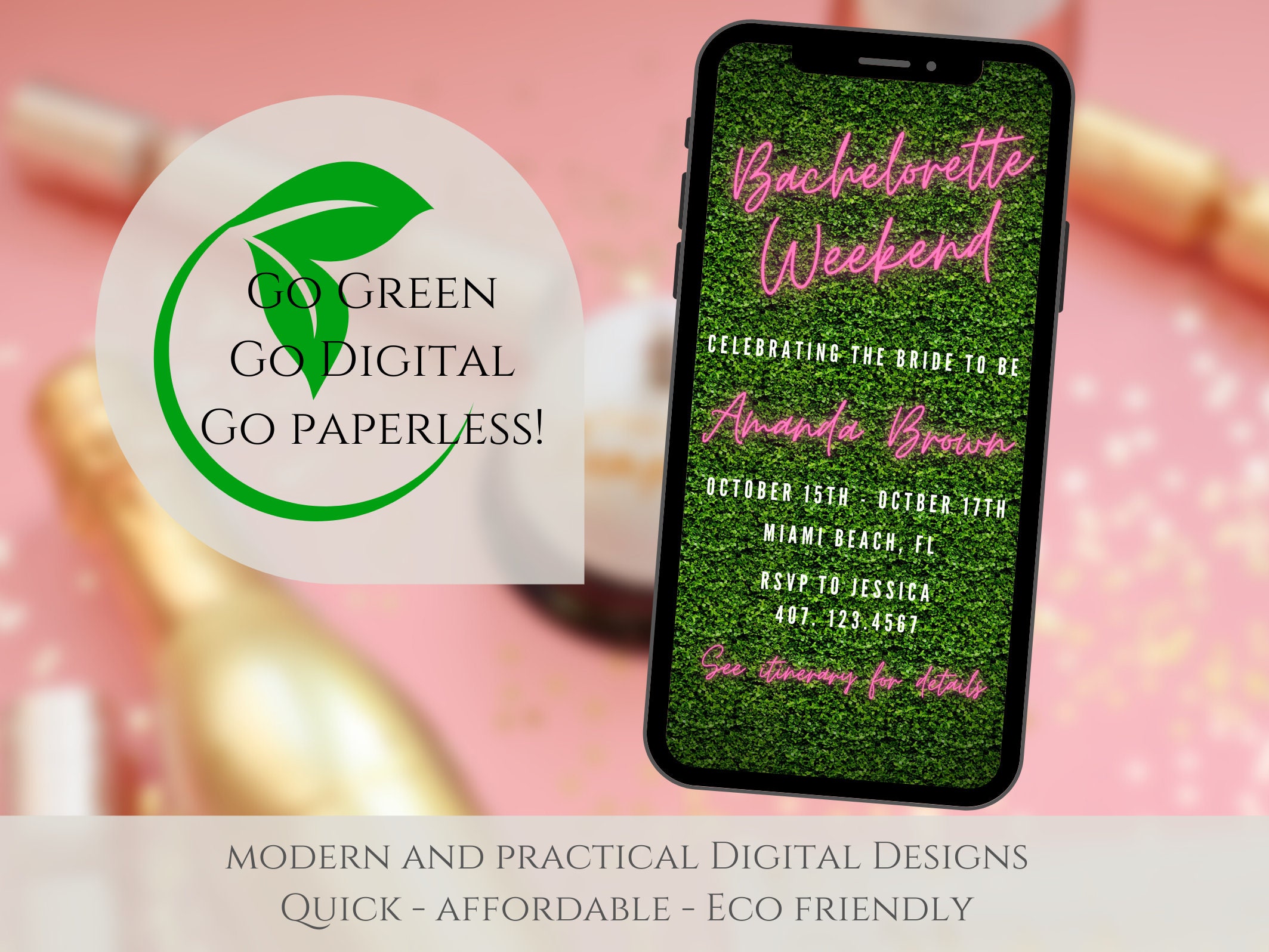 Bachelorette Party Electronic Invitation and Itinerary Etsy