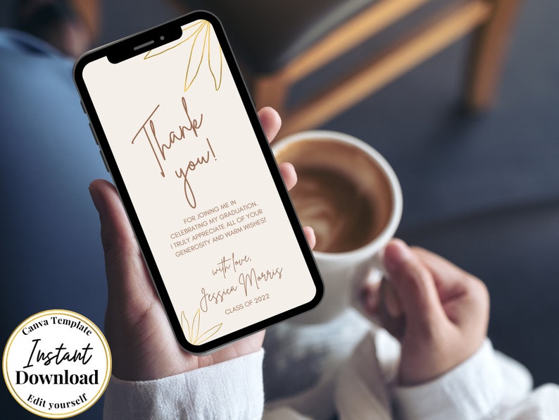 Digital Graduation Thank You Card, Electronic Graduation Thank You