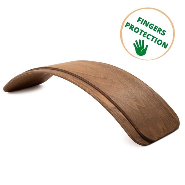 Tabla de equilibrio de madera segura para dedos GAKKER color: Brasil Brown, juguete de madera, balancín 100% fabricado en la UE Protección de dedos Montessori Wobbel