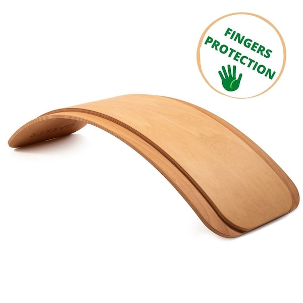 Planche d'équilibre avec protection des doigts KIDS GAKKER couleur : bois pur, jouet en bois, chaise berçante 100 % fabriquée dans l'UE Wobbel Kinder