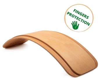 Finger Safe Holz Balance Board GAKKER Farbe: Reines Holz, Holzspielzeug, Rocker 100% Made In EU Wobbel